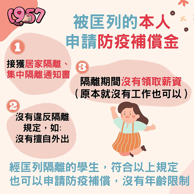 被匡列的本人申請防疫補償金